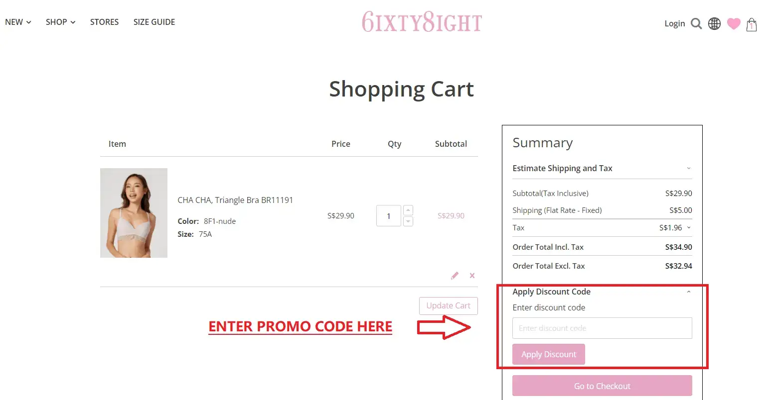 how to use 6ixty8ight promo code