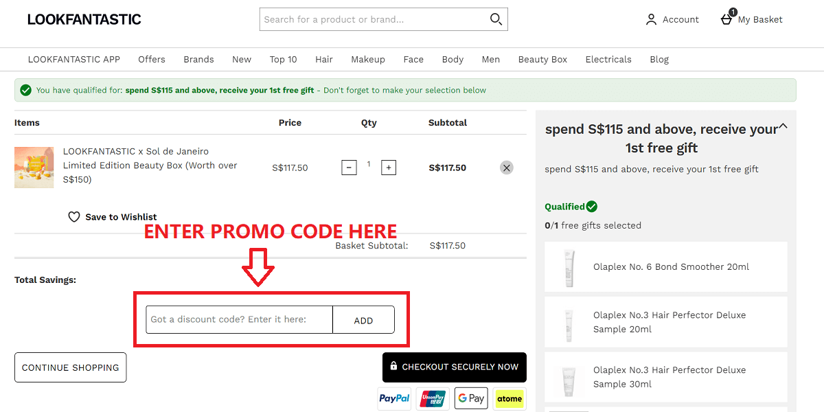 How to use lookfantastic promo code singapore?